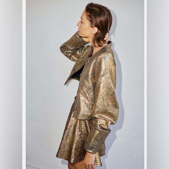 NWT Designer KUZYK Mick Gold Snake Embossed Calfskin Leather Jacket Sz LARGE - Picture 13 of 16